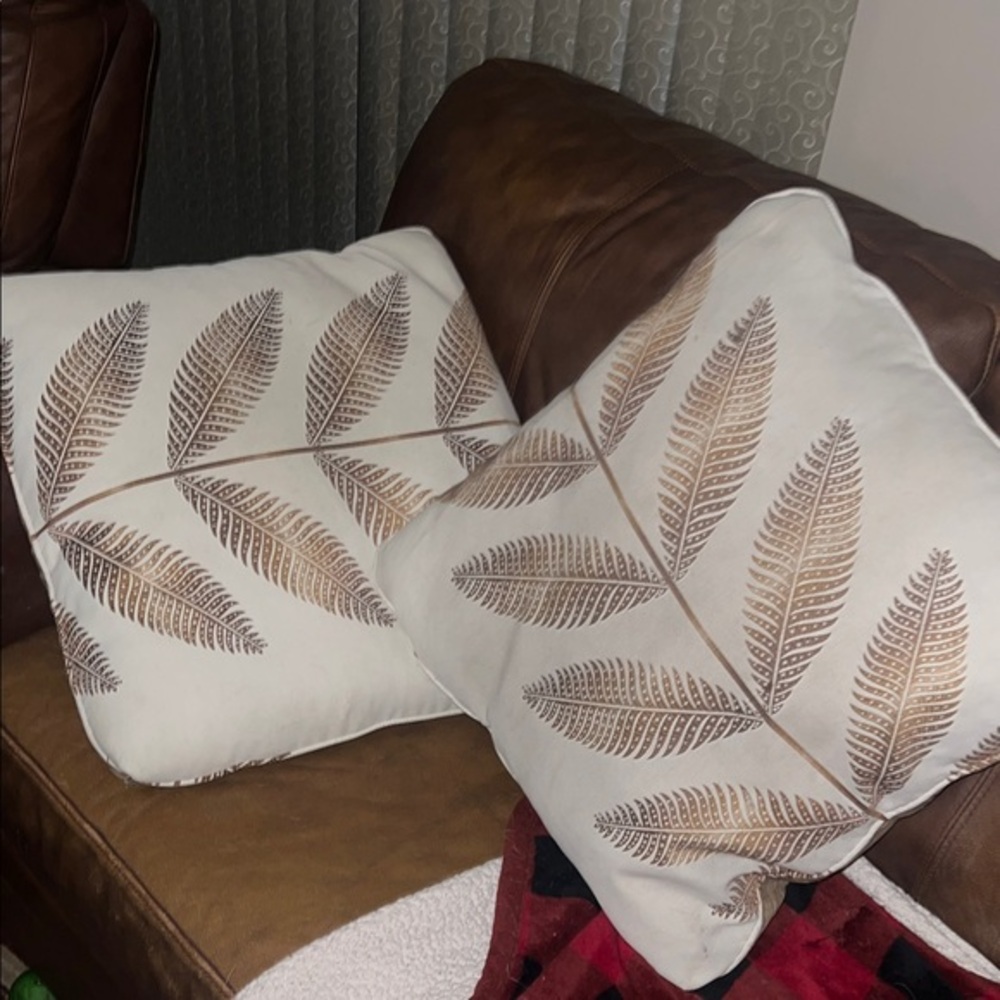HUGE and very heavy Leaf Print Throw Pillows
